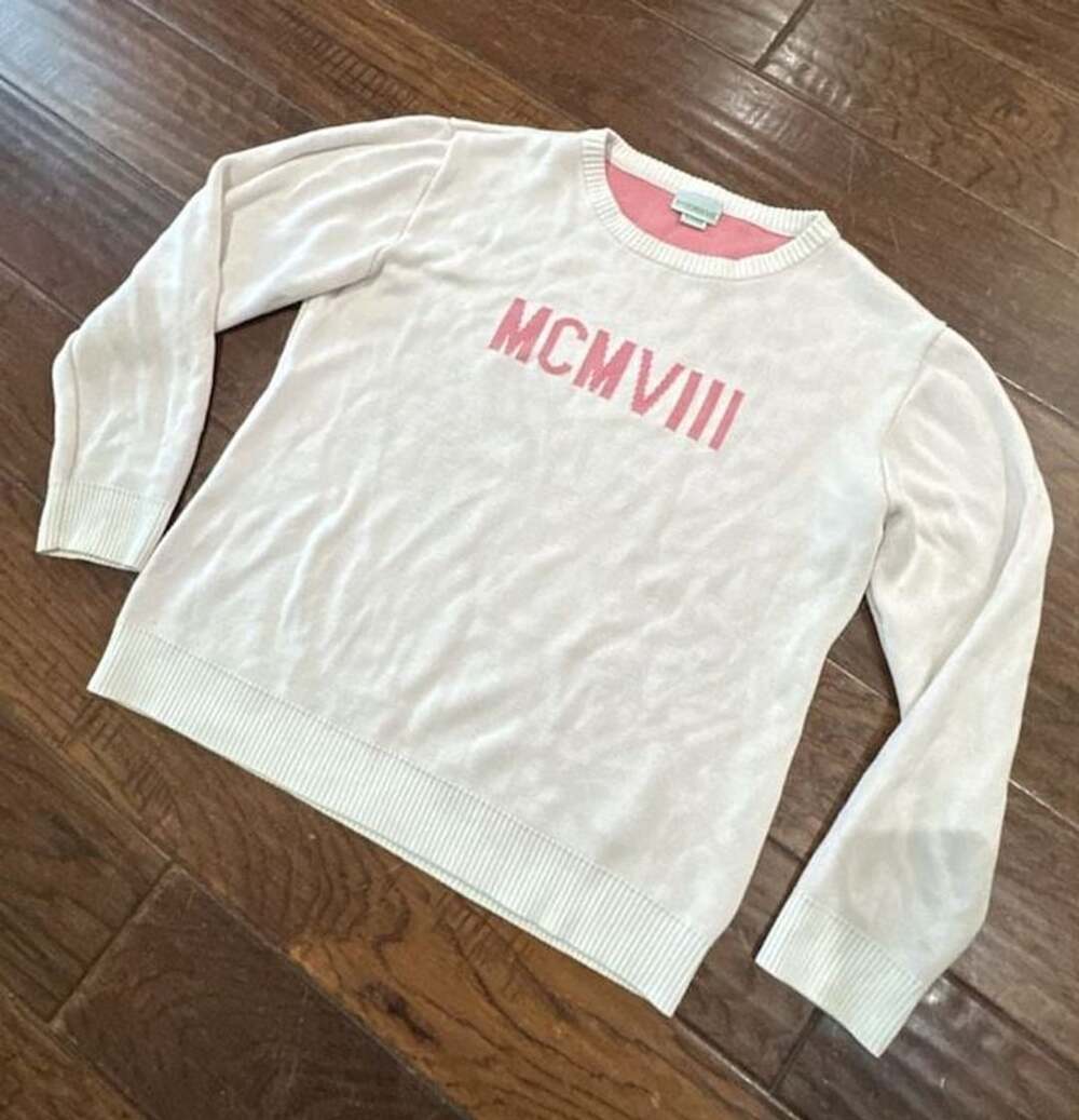Ivy Storehouse MCMVIII Cream and Pink Crewneck Sweatshirt